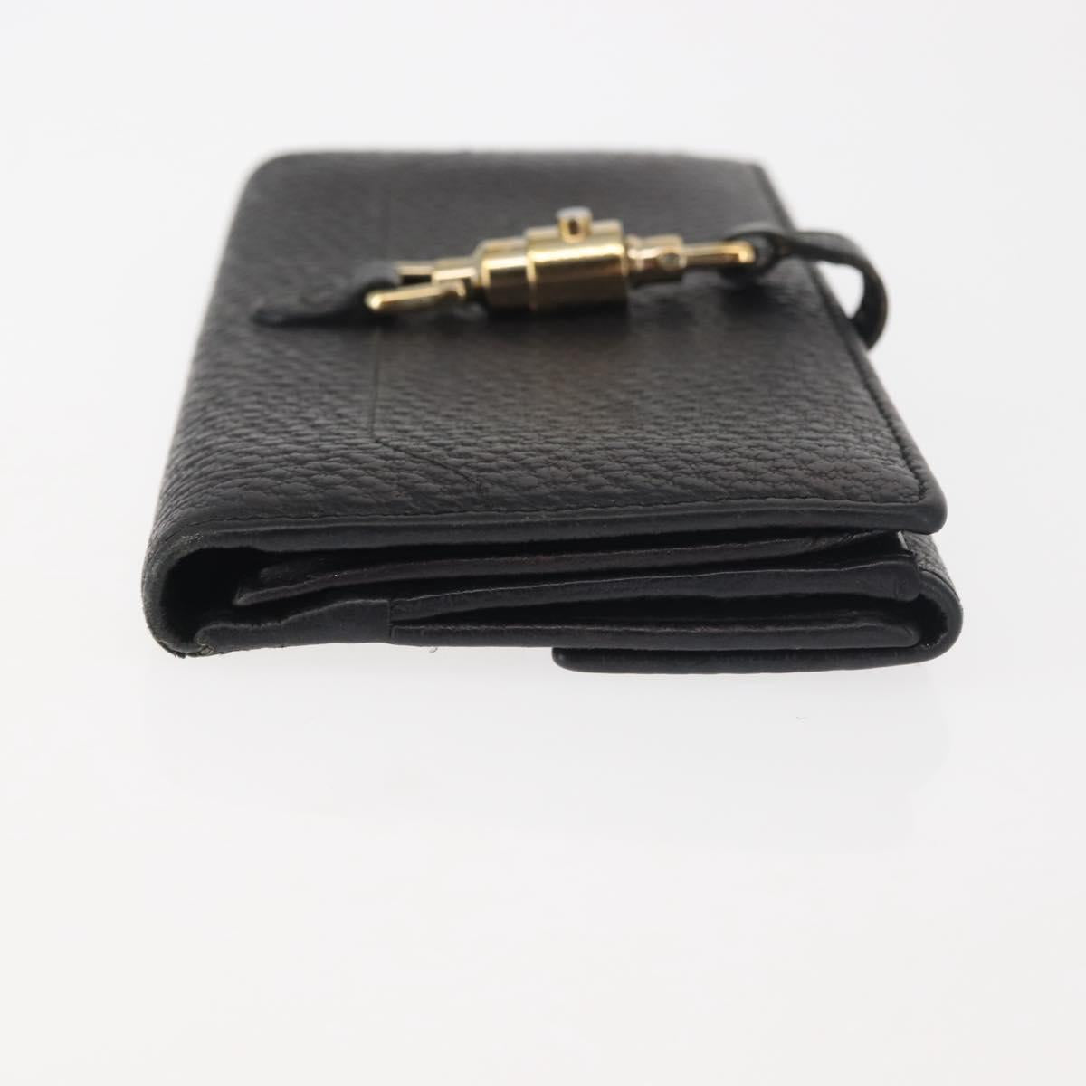 GUCCI New Jackie Long Wallet Leather Black Gold 141430 Auth 145555