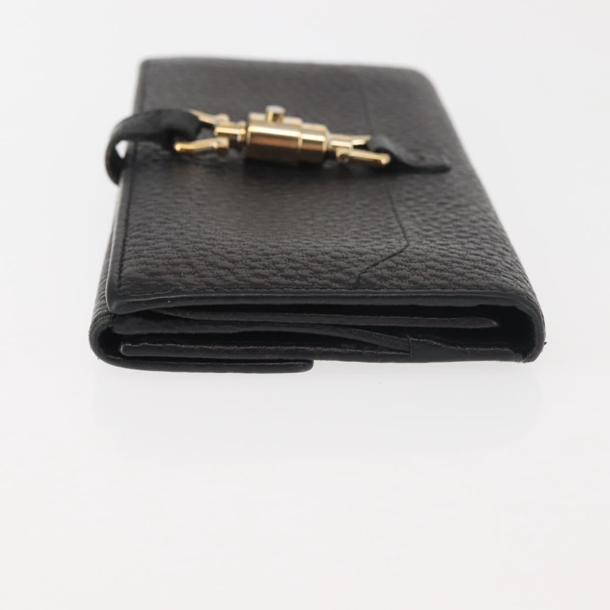 GUCCI New Jackie Long Wallet Leather Black Gold 141430 Auth 145555