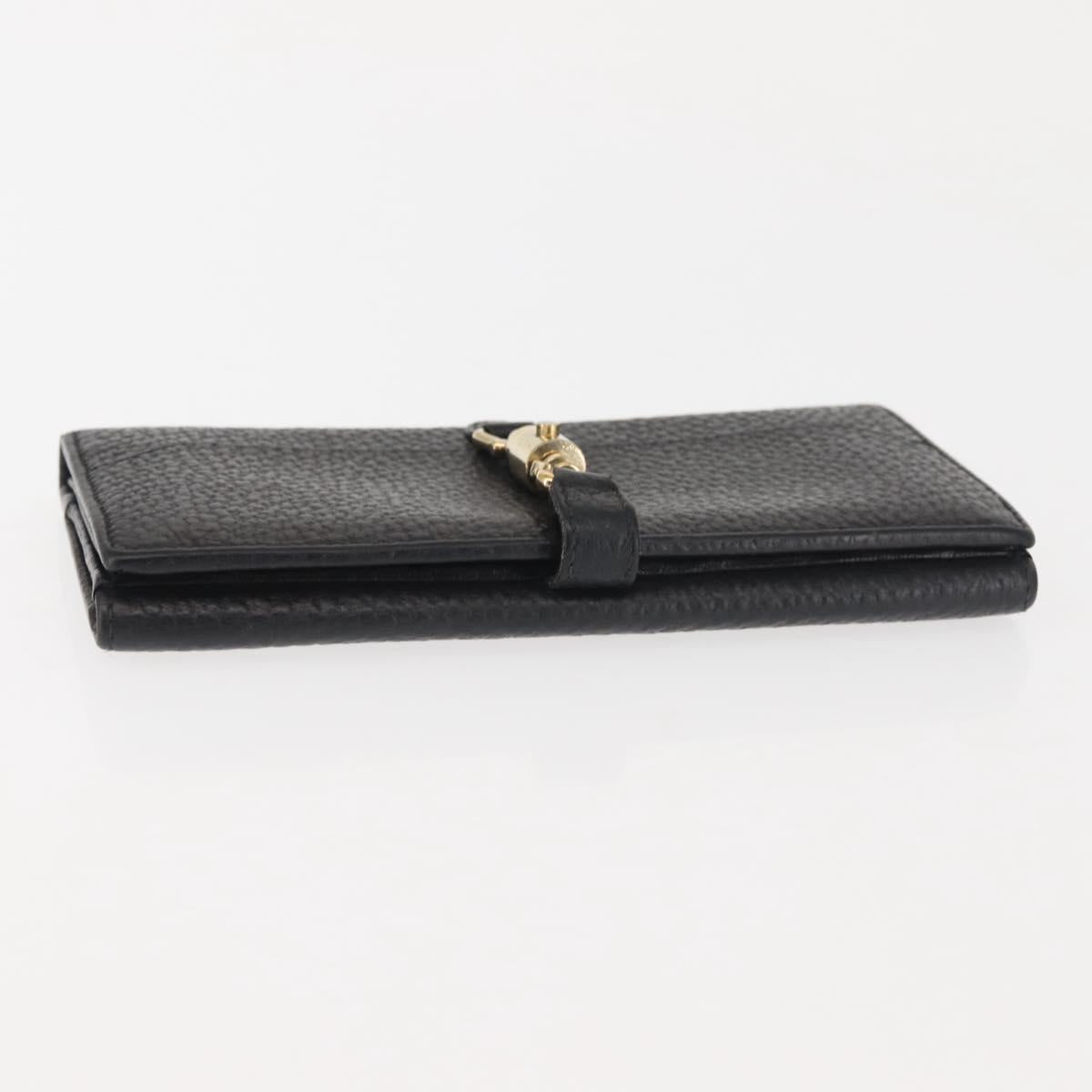 GUCCI New Jackie Long Wallet Leather Black Gold 141430 Auth 145555