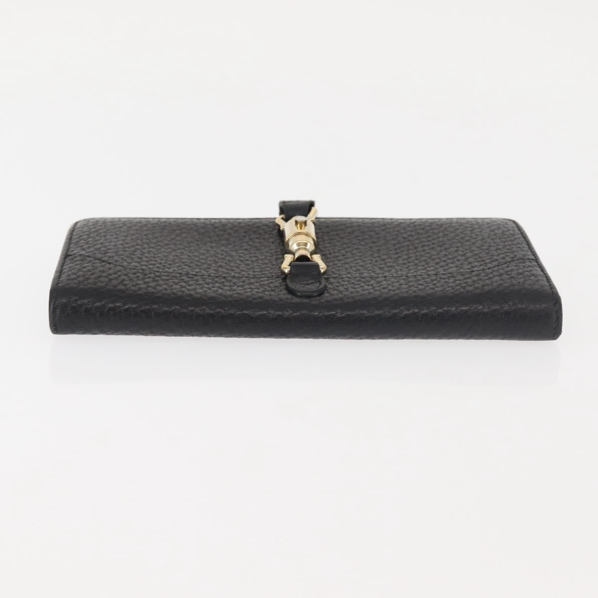 GUCCI New Jackie Long Wallet Leather Black Gold 141430 Auth 145555
