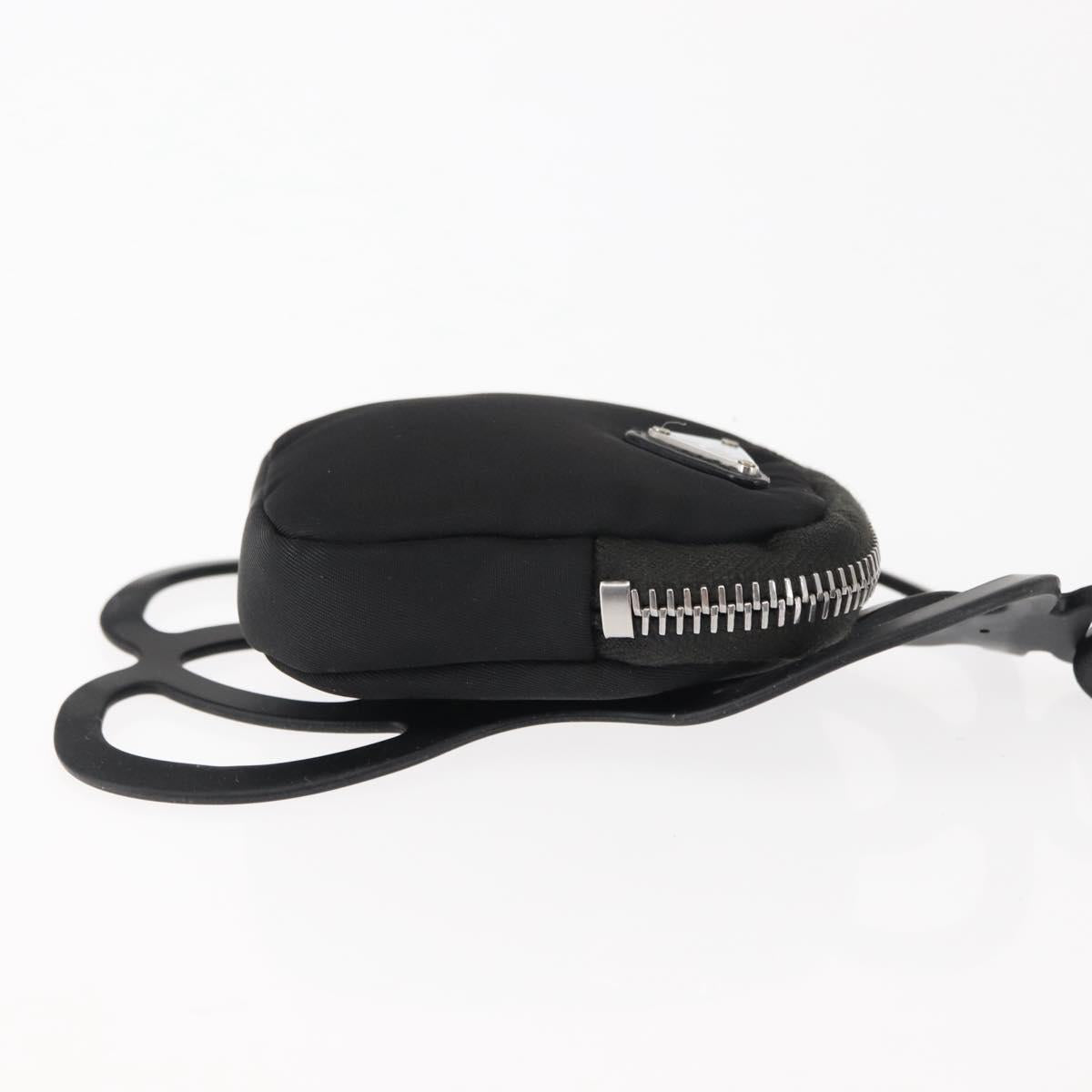 PRADA Tessuto Phone Holder Bag Nylon Black Silver Auth 145556