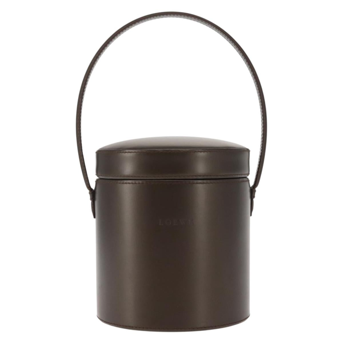 LOEWE Hand Bag Leather Brown Auth 145559