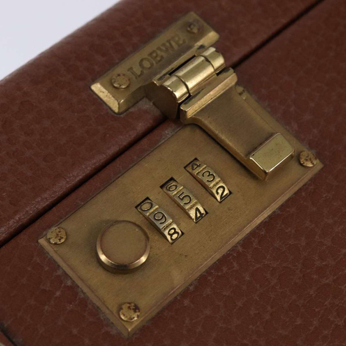 LOEWE Anagram Trunk Leather Gold Brown Auth 145561