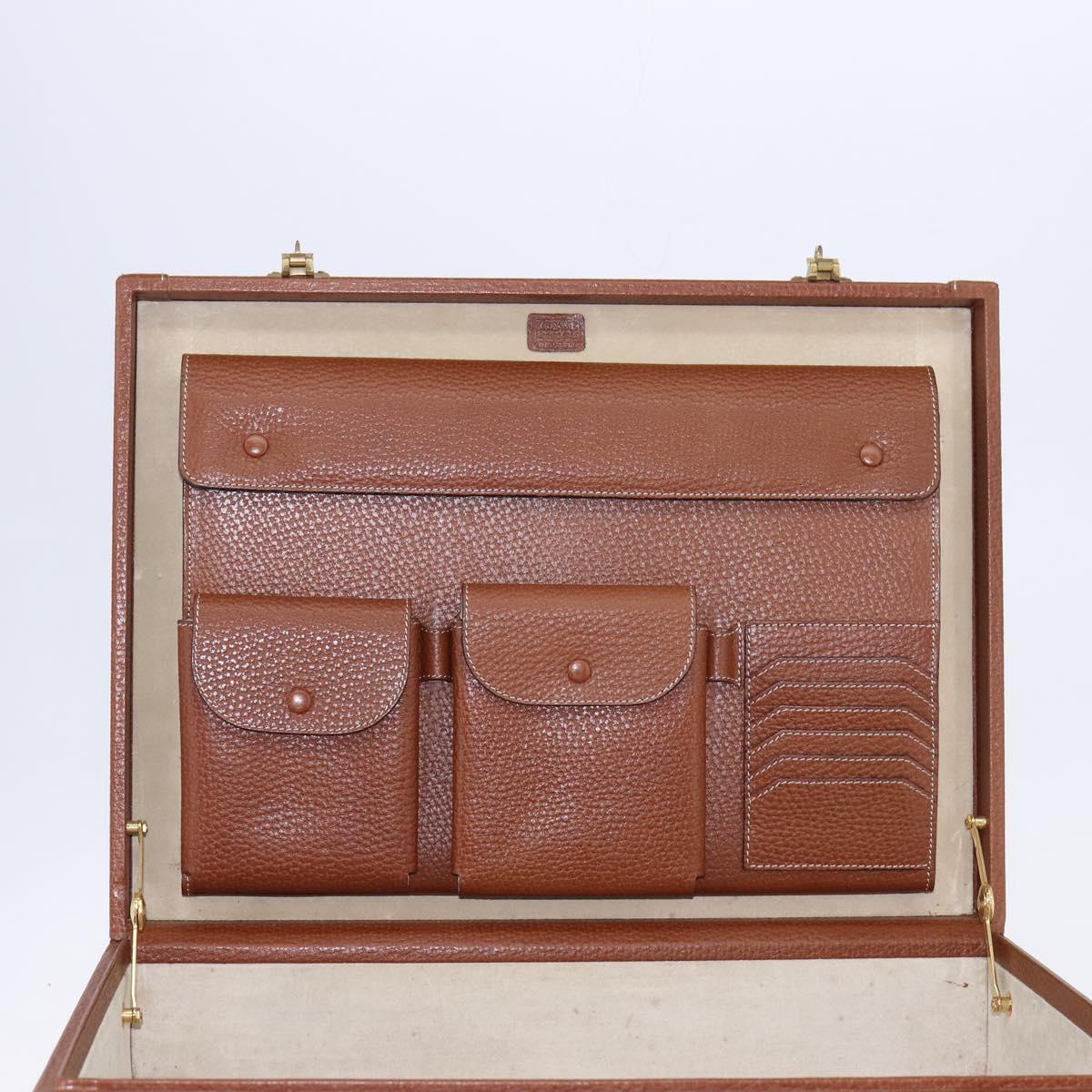 LOEWE Anagram Trunk Leather Gold Brown Auth 145561