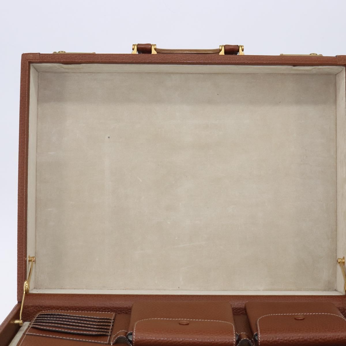 LOEWE Anagram Trunk Leather Gold Brown Auth 145561