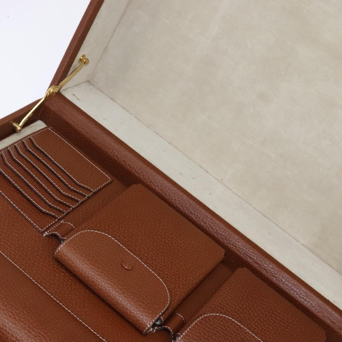 LOEWE Anagram Trunk Leather Gold Brown Auth 145561