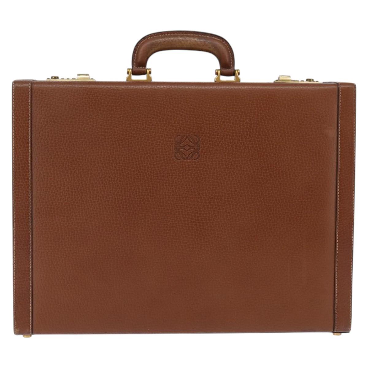 LOEWE Anagram Trunk Leather Gold Brown Auth 145561
