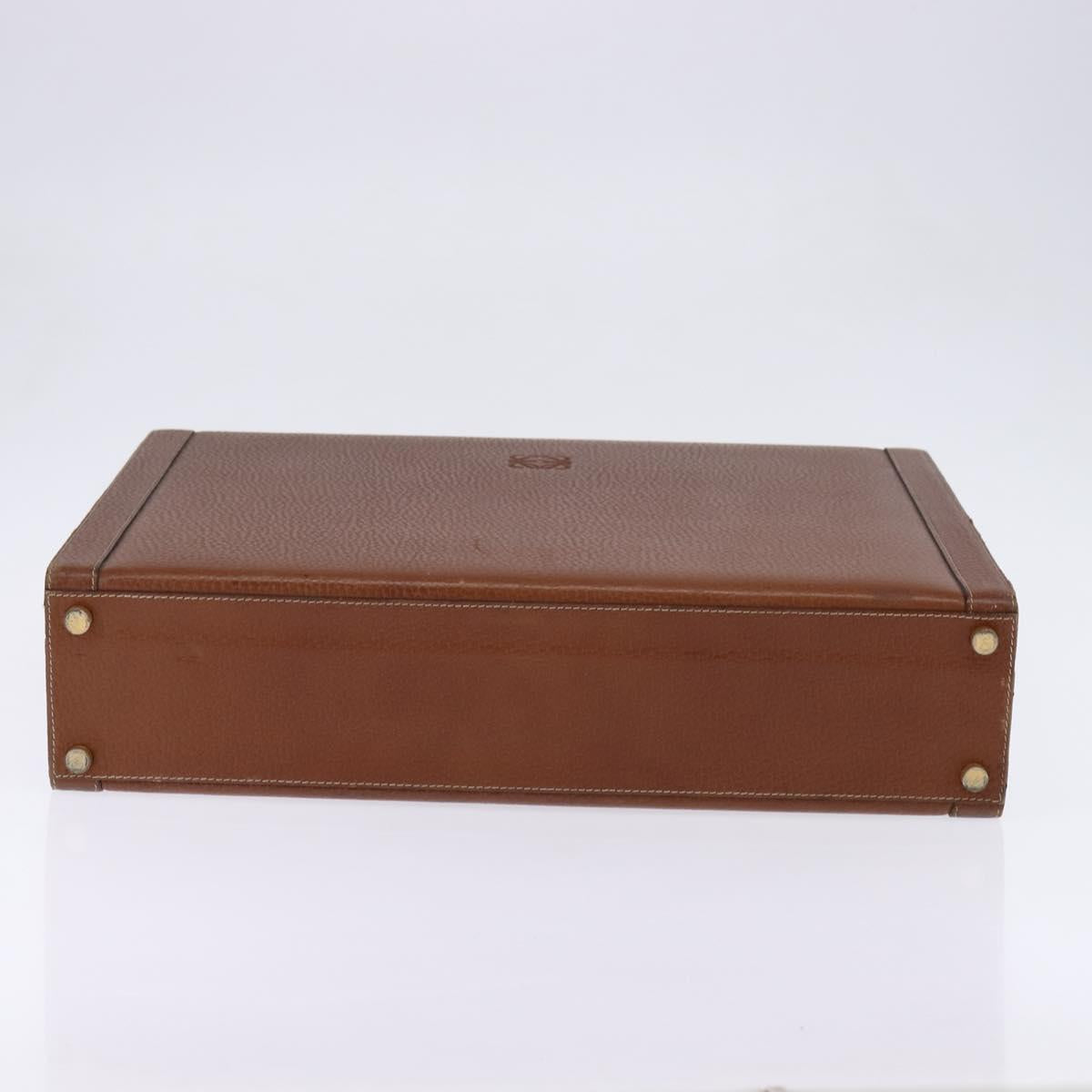 LOEWE Anagram Trunk Leather Gold Brown Auth 145561
