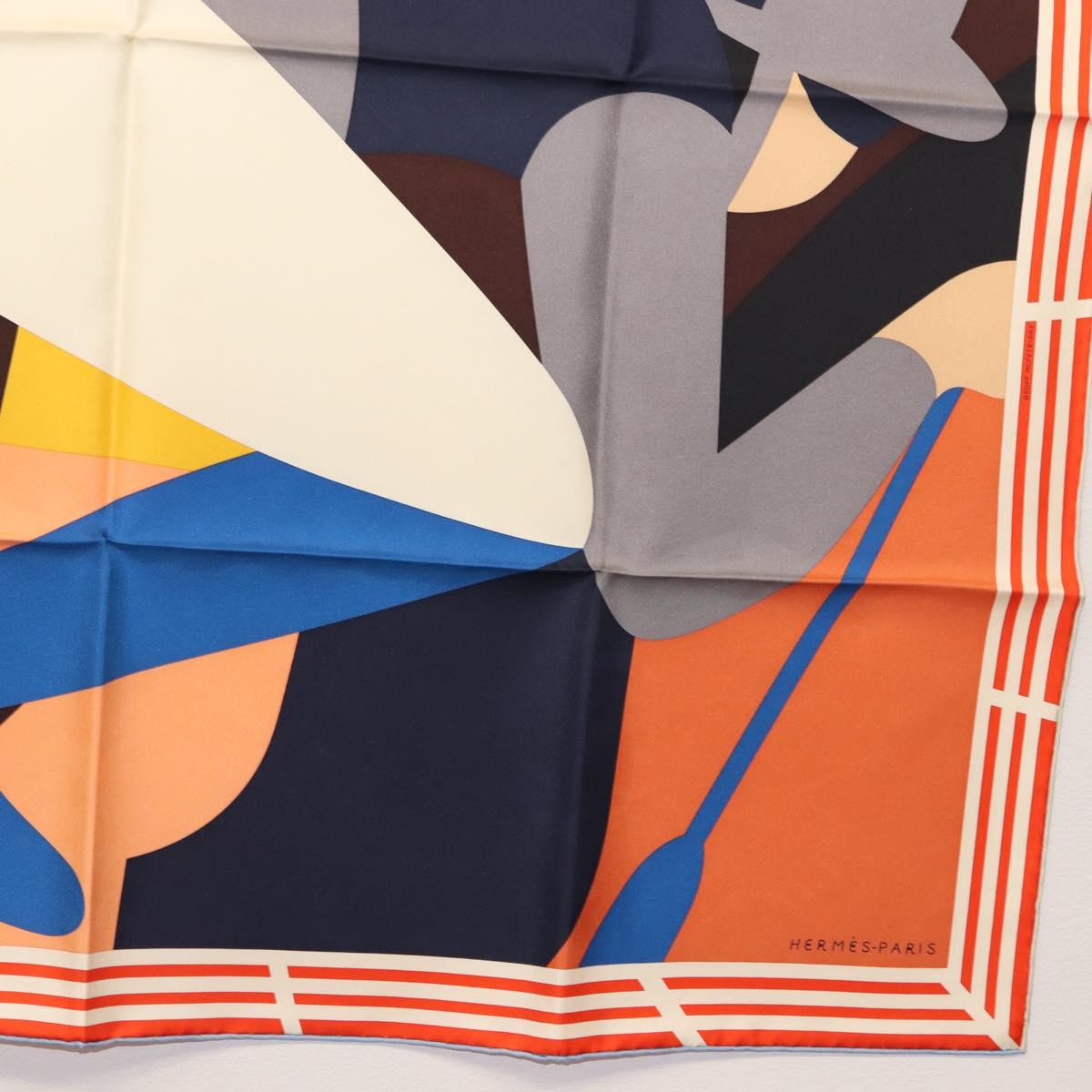 HERMES Carre 90 Scarf ""18-3-7"" Silk Orange Auth 145562