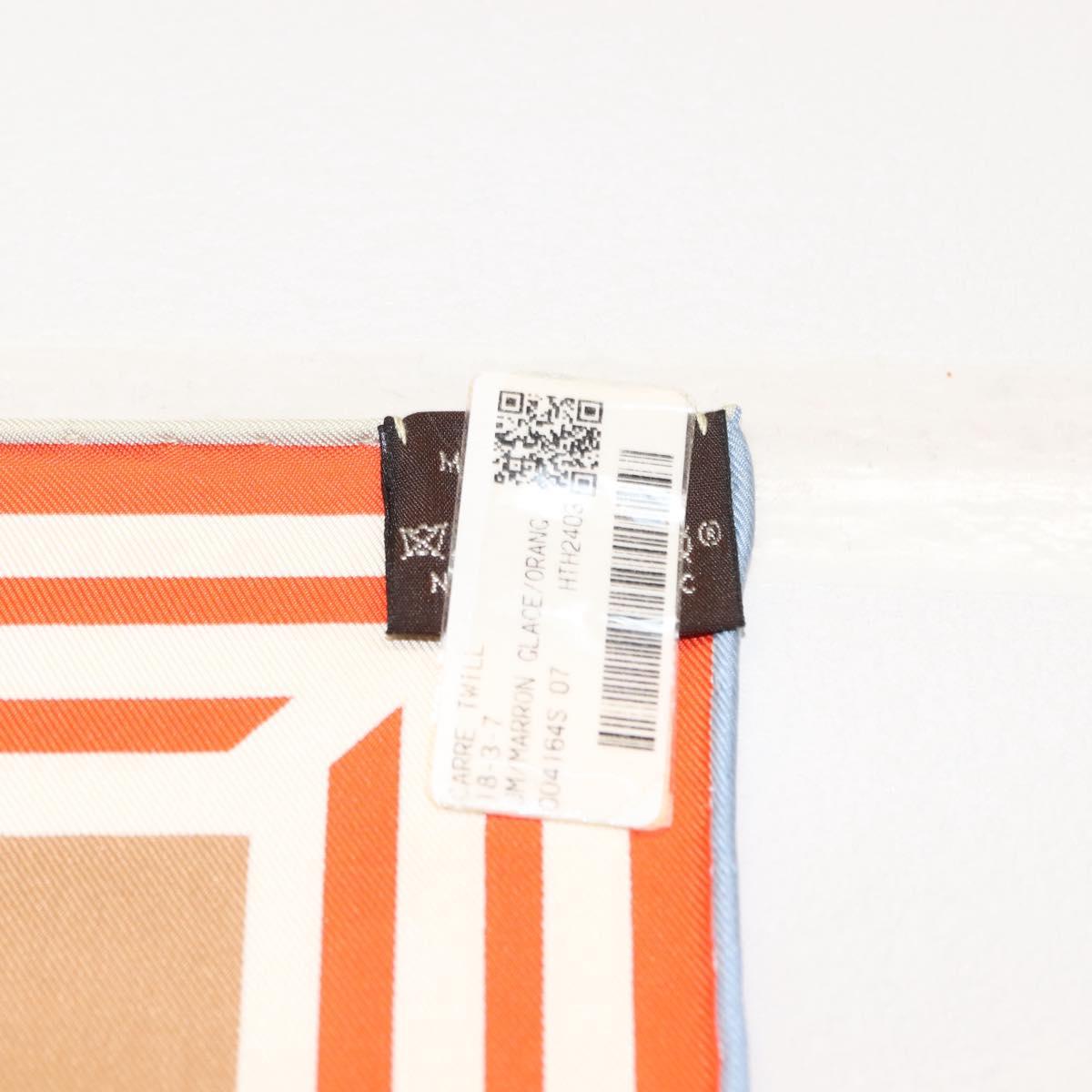 HERMES Carre 90 Scarf ""18-3-7"" Silk Orange Auth 145562