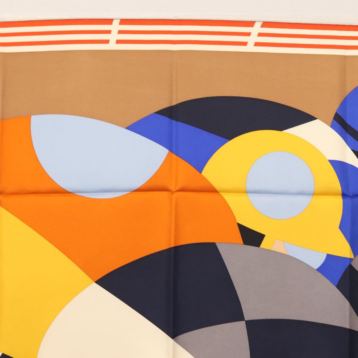 HERMES Carre 90 Scarf ""18-3-7"" Silk Orange Auth 145562