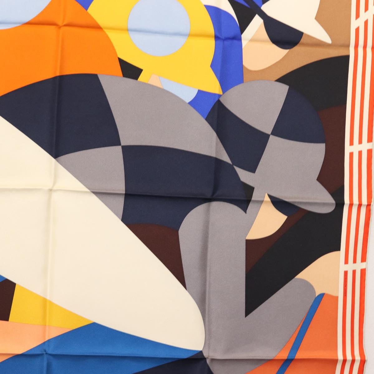 HERMES Carre 90 Scarf ""18-3-7"" Silk Orange Auth 145562