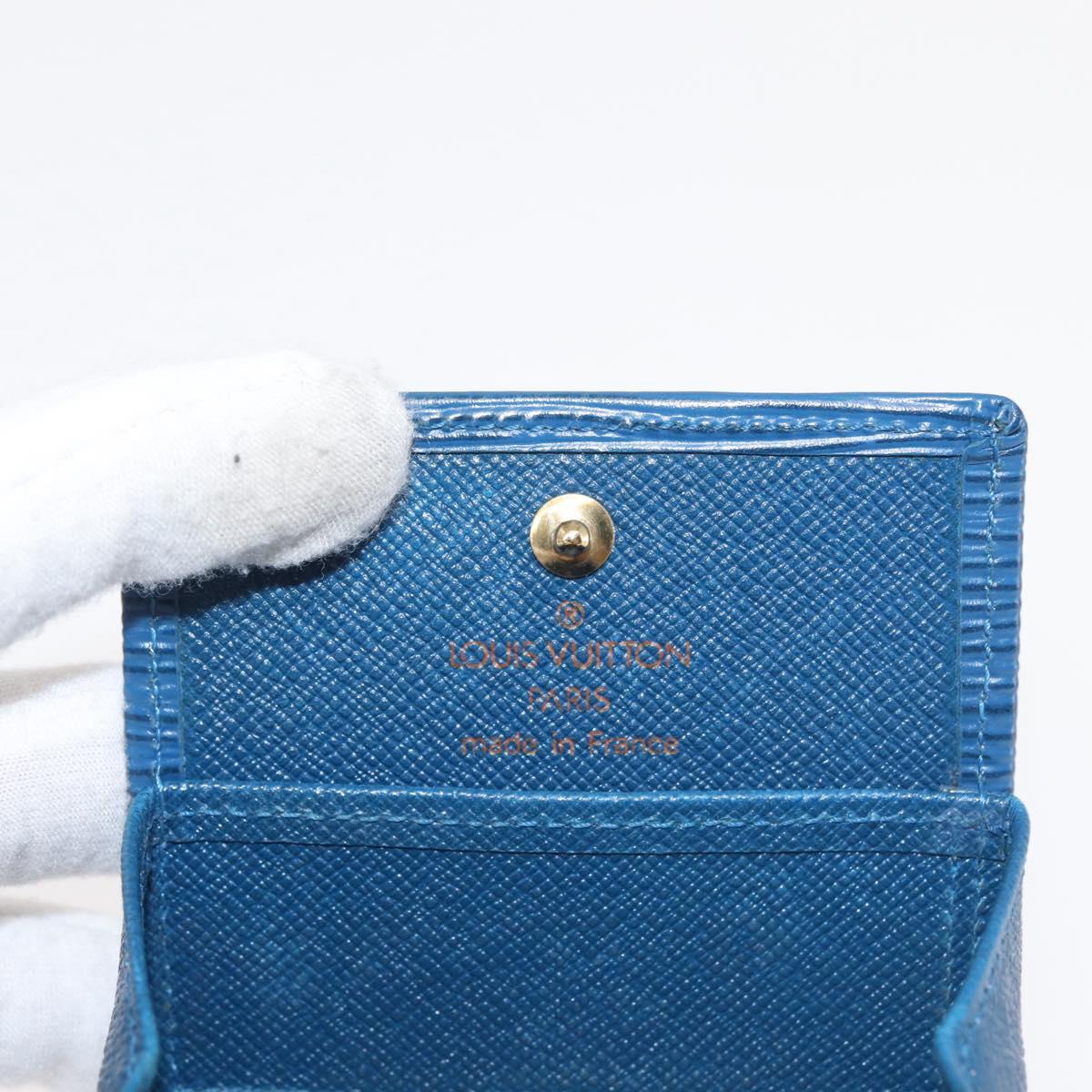 LOUIS VUITTON Epi Porte Monnaie Boite Coin Purse Blue M63695 LV Auth 145568