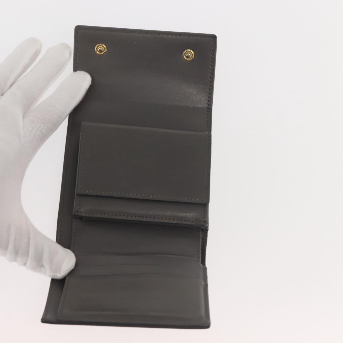 CELINE Bifold Wallet Leather Gray Gold Auth 145570