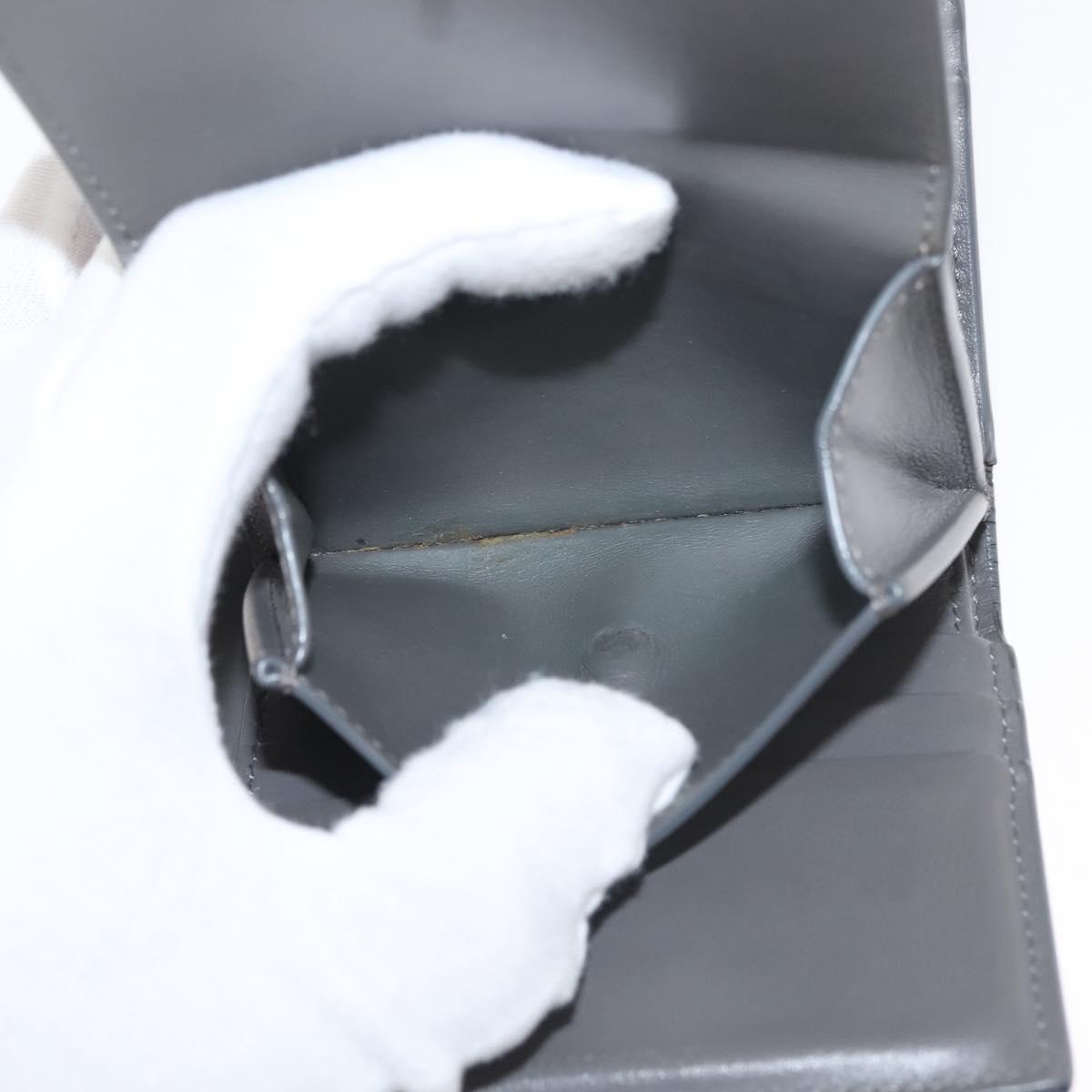 CELINE Bifold Wallet Leather Gray Gold Auth 145570