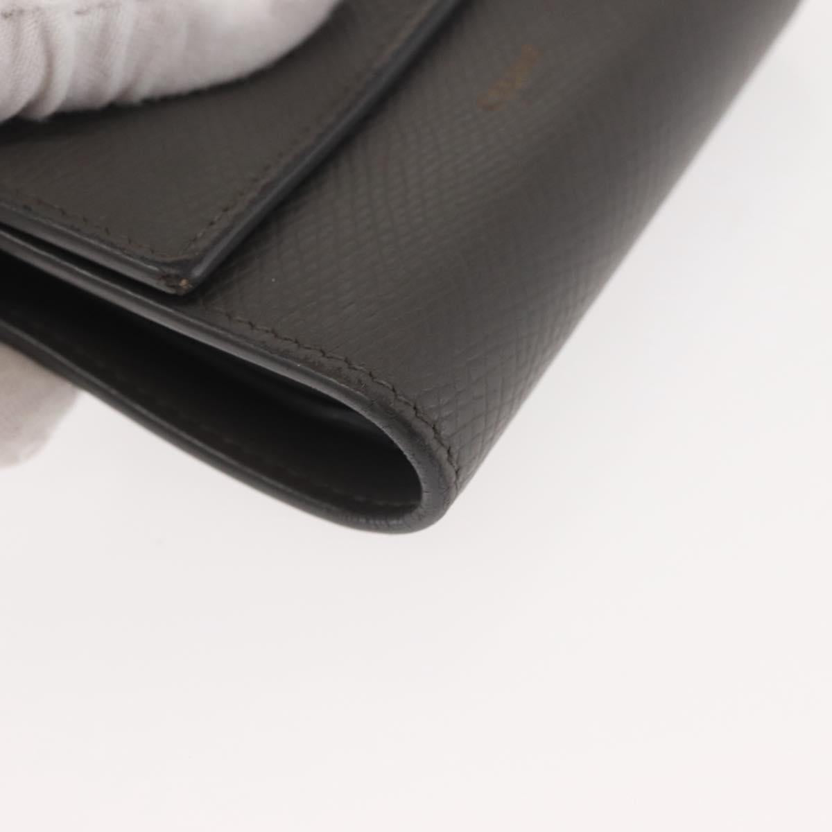 CELINE Bifold Wallet Leather Gray Gold Auth 145570