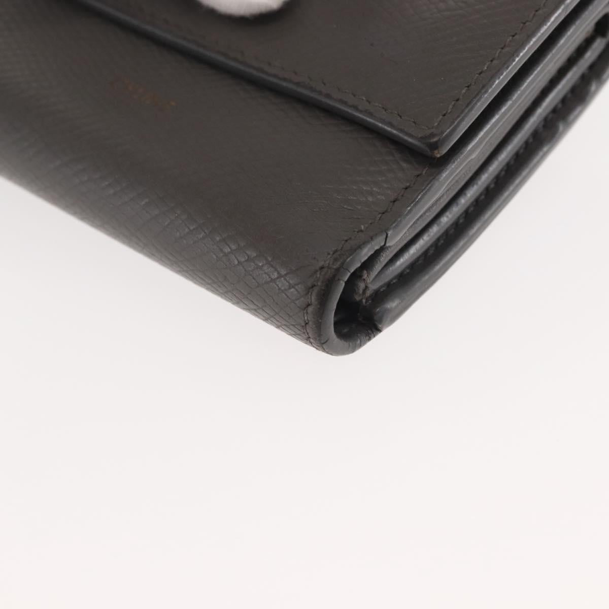 CELINE Bifold Wallet Leather Gray Gold Auth 145570