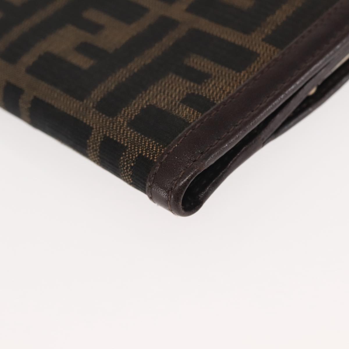FENDI Zucca Canvas Bifold Wallet Black Brown Auth 145571
