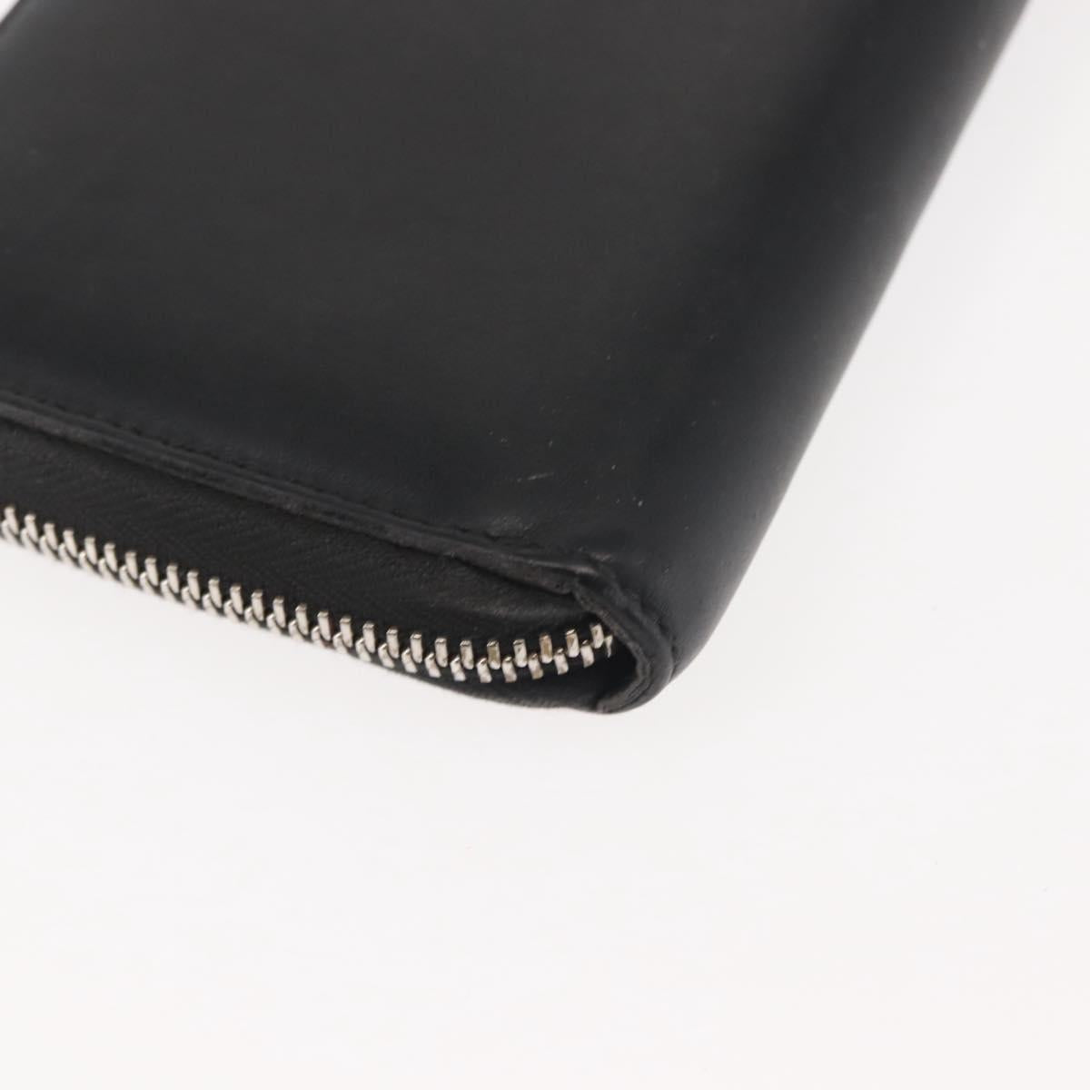 GUCCI Blade Embroidery Long Wallet Leather Silver Black 597677 Auth 145572