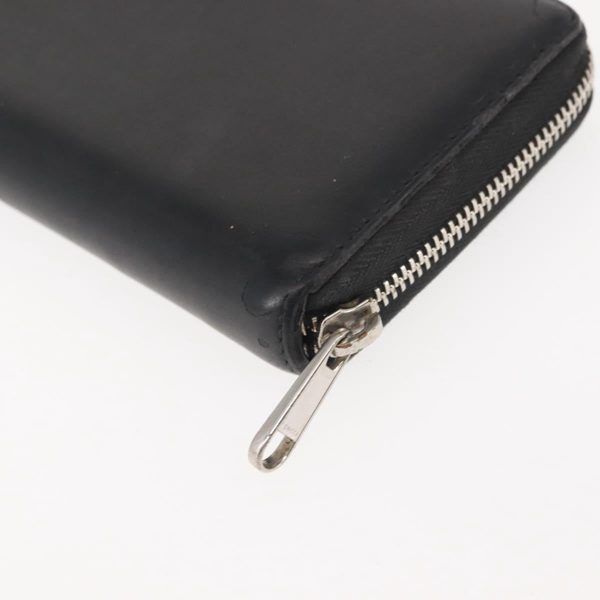GUCCI Blade Embroidery Long Wallet Leather Silver Black 597677 Auth 145572