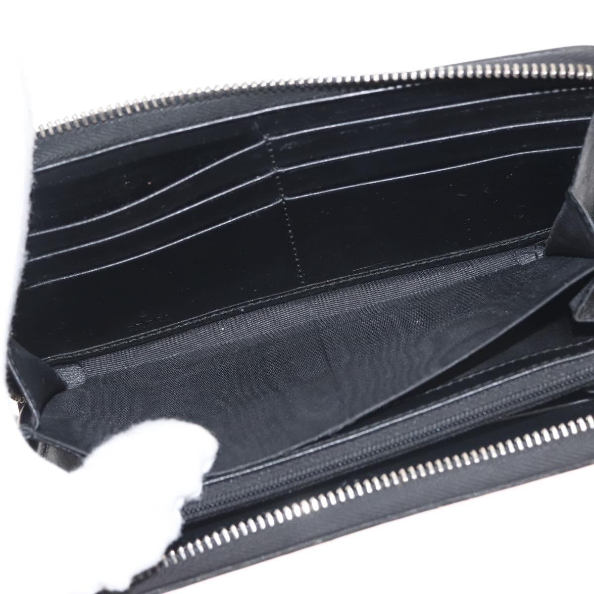 GUCCI Blade Embroidery Long Wallet Leather Silver Black 597677 Auth 145572