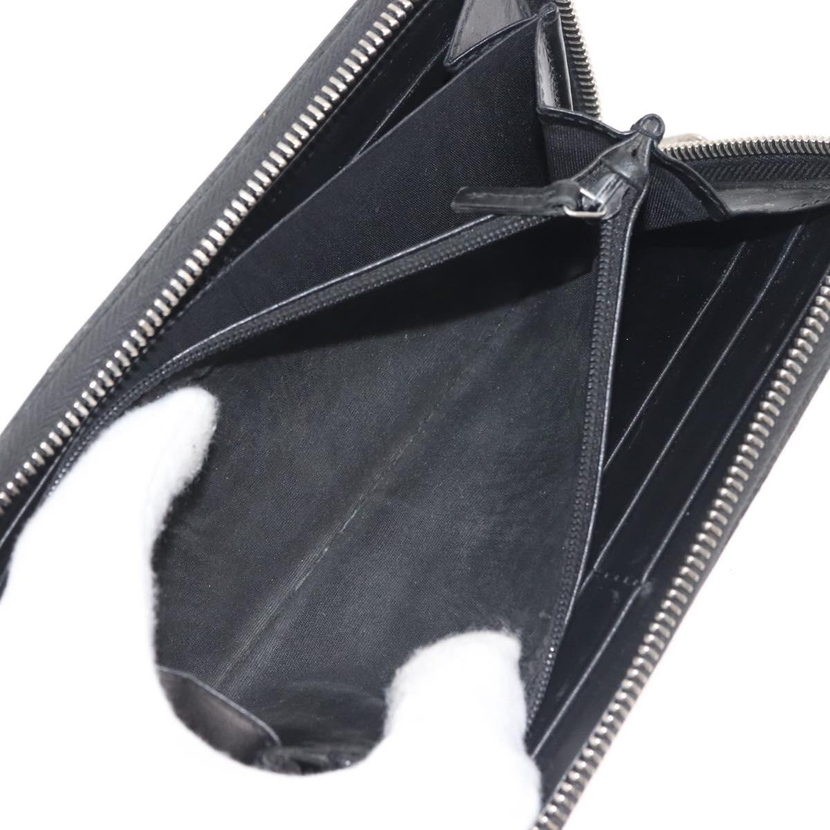 GUCCI Blade Embroidery Long Wallet Leather Silver Black 597677 Auth 145572