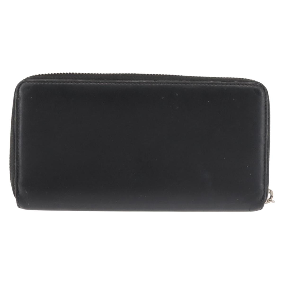 GUCCI Blade Embroidery Long Wallet Leather Silver Black 597677 Auth 145572