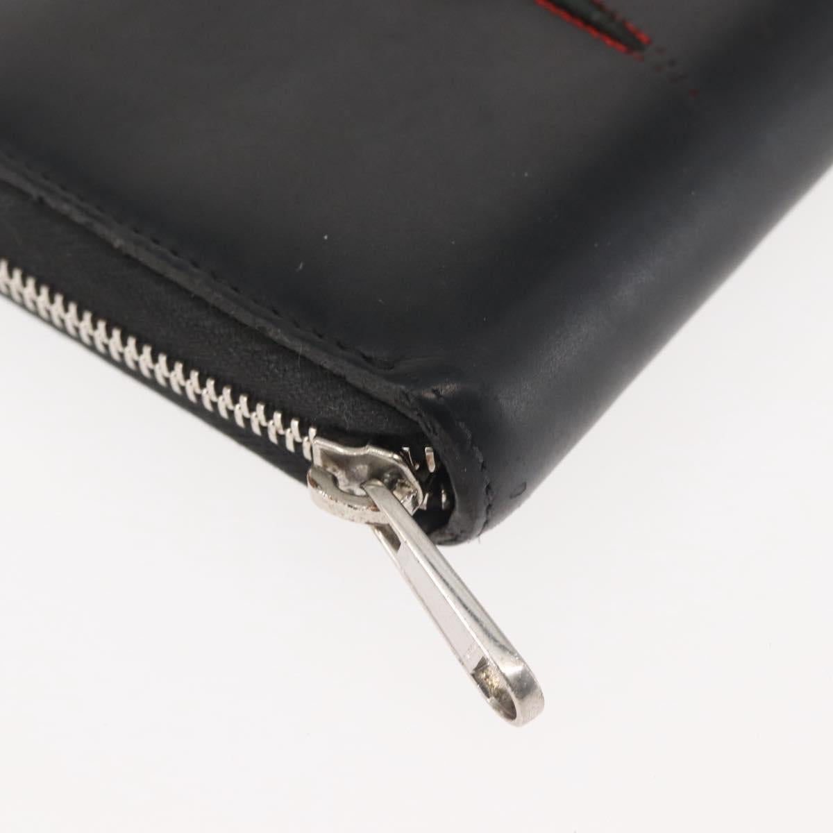 GUCCI Blade Embroidery Long Wallet Leather Silver Black 597677 Auth 145572