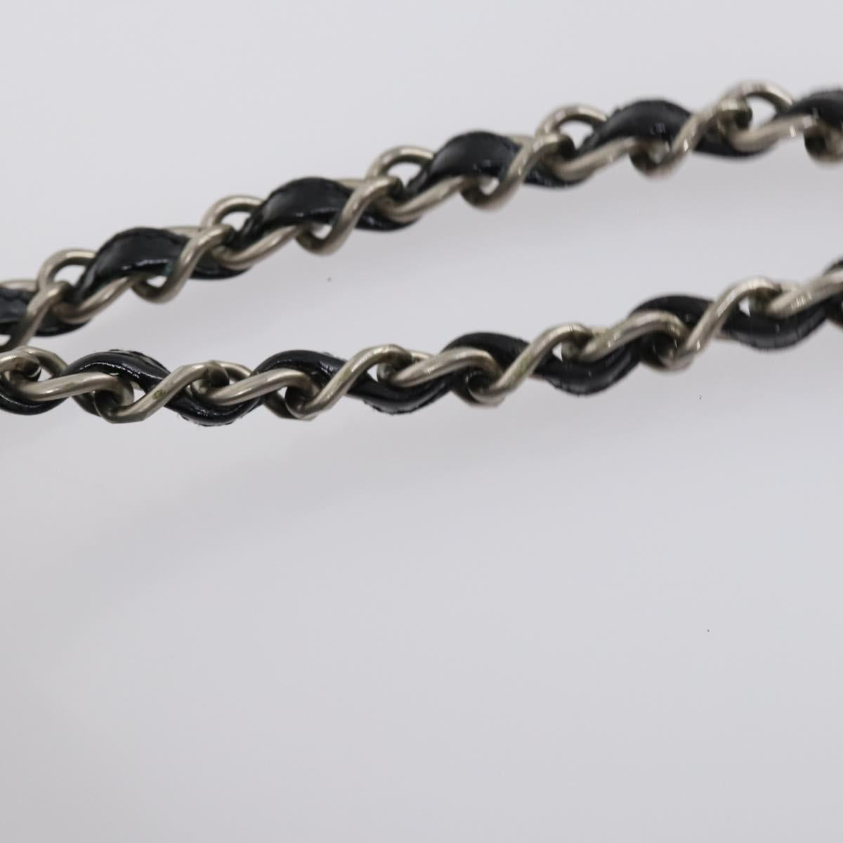 CHANEL Punching Chain Shoulder Bag Patent leather Black CC Auth 145573