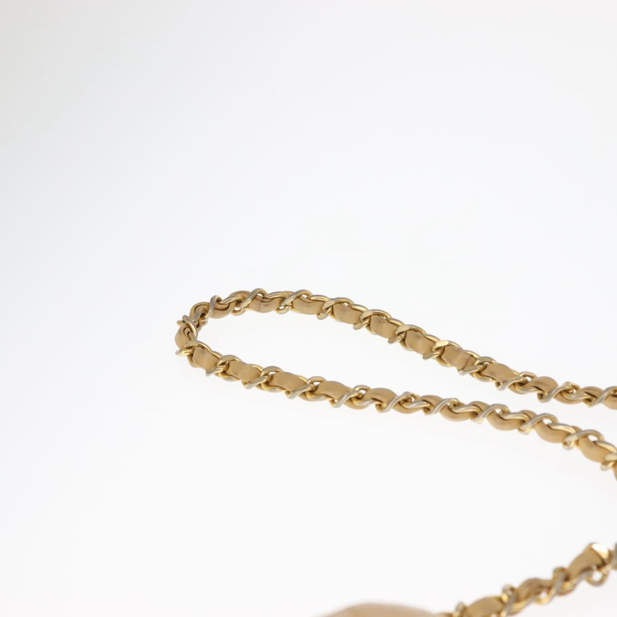 CHANEL Matelasse Chain Shoulder Bag Lamb Skin Beige Gold CC Auth 145574