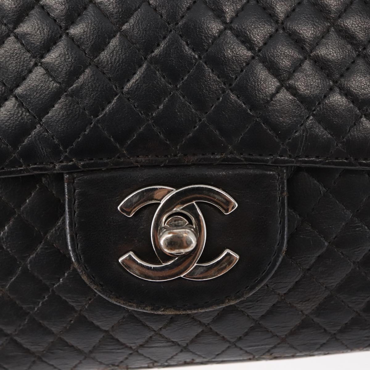 CHANEL Matelasse Chain Shoulder Bag Lamb Skin Black CC Auth 145575