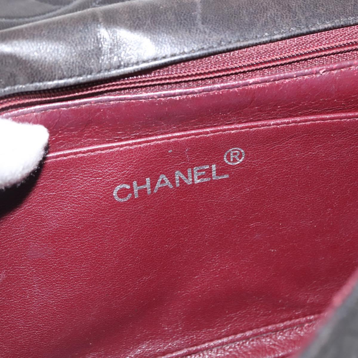 CHANEL Matelasse Chain Shoulder Bag Lamb Skin Black CC Auth 145575