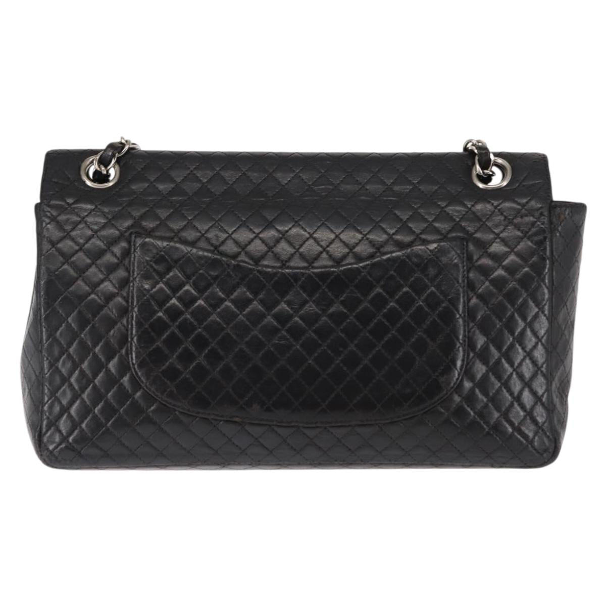 CHANEL Matelasse Chain Shoulder Bag Lamb Skin Black CC Auth 145575