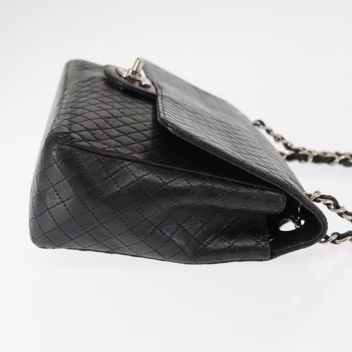 CHANEL Matelasse Chain Shoulder Bag Lamb Skin Black CC Auth 145575