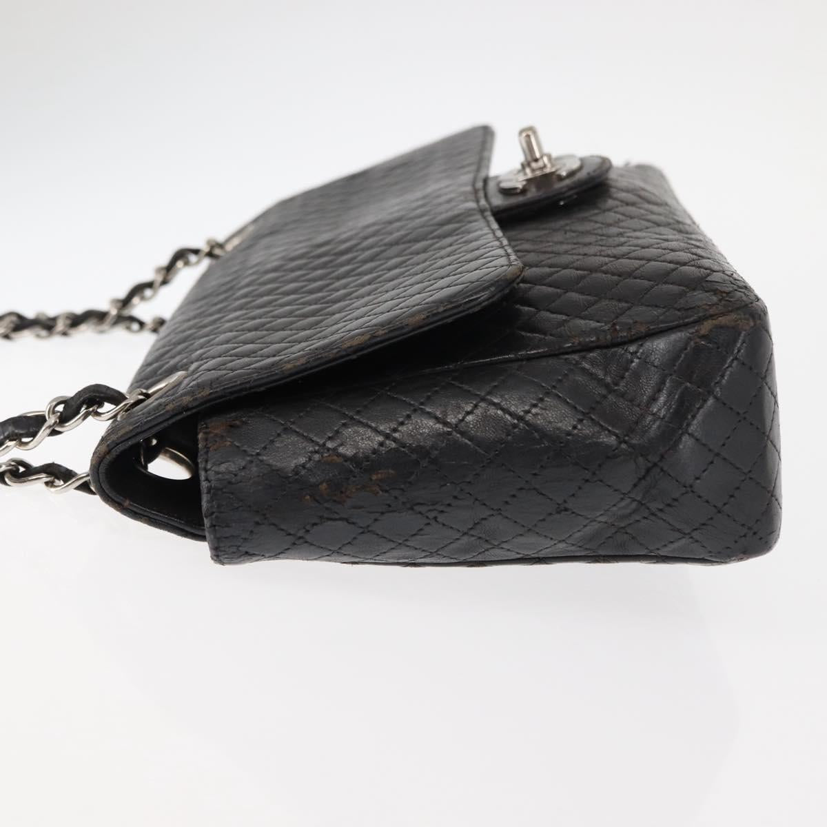 CHANEL Matelasse Chain Shoulder Bag Lamb Skin Black CC Auth 145575