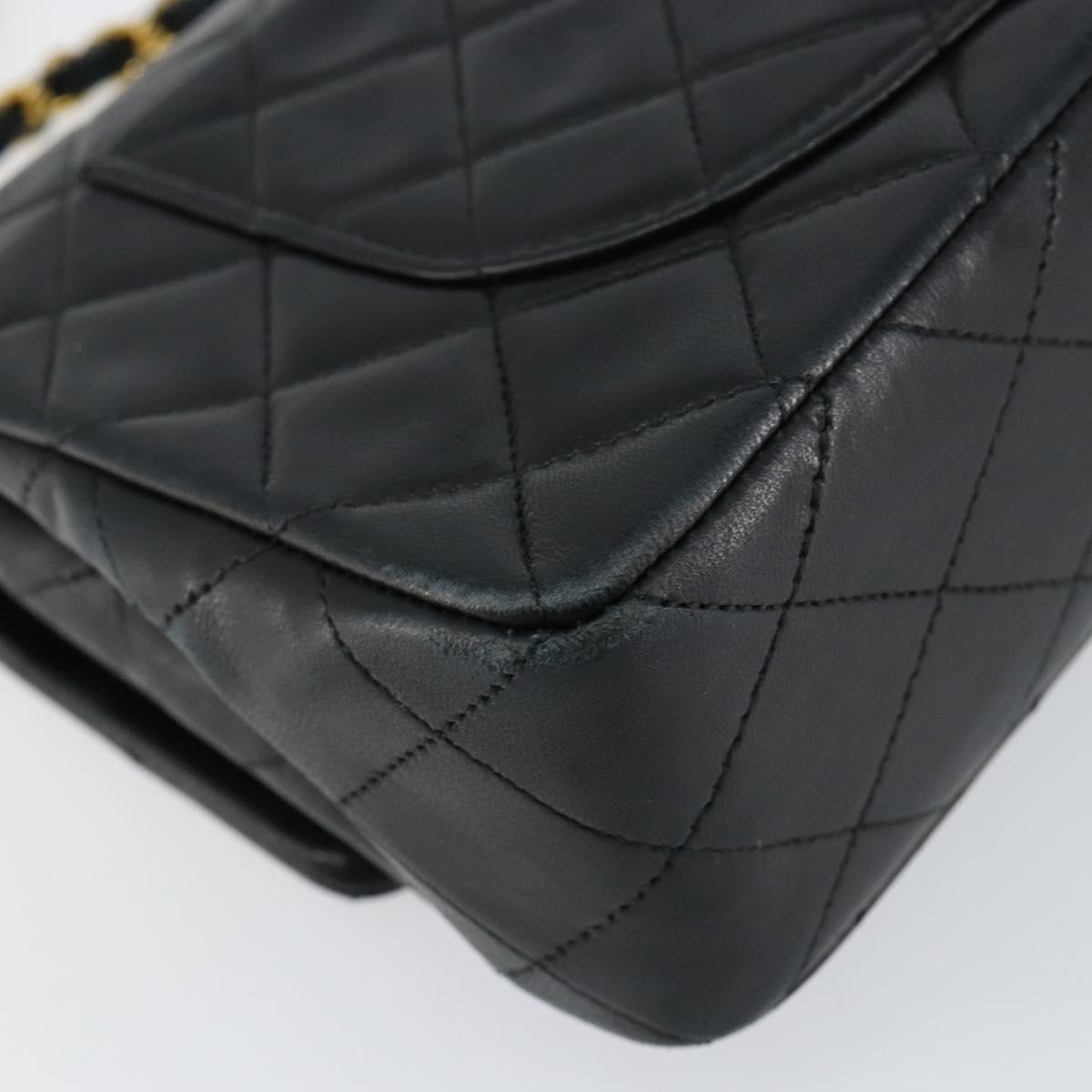 CHANEL Matelasse 23 Chain Shoulder Bag Lamb Skin Black Gold CC Auth 145577SAV