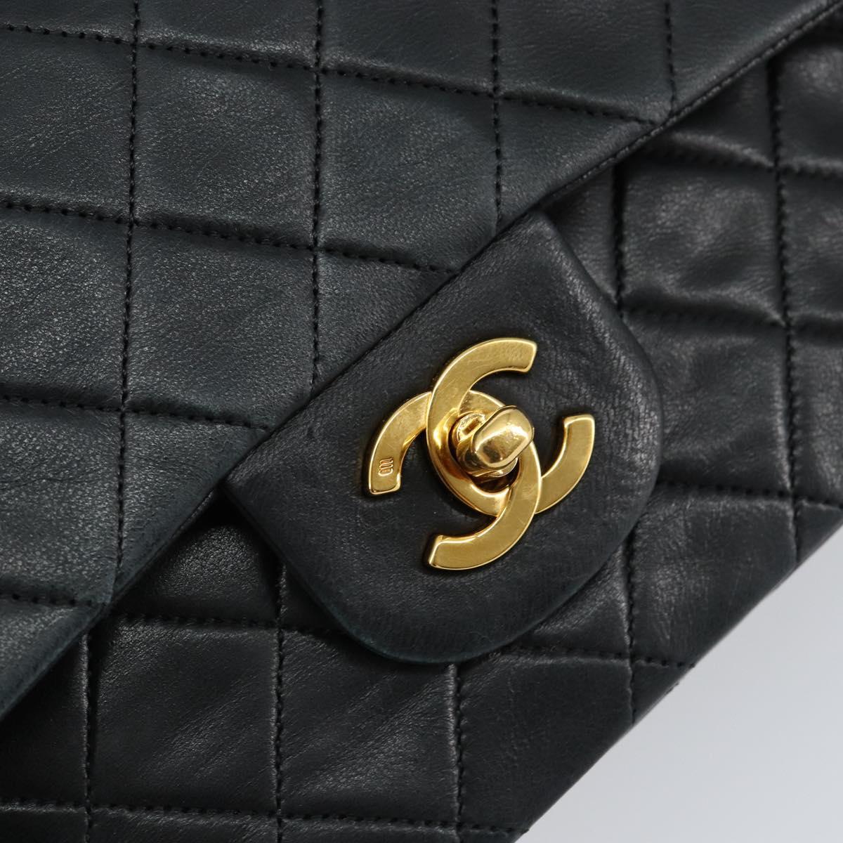 CHANEL Matelasse 23 Chain Shoulder Bag Lamb Skin Black Gold CC Auth 145577SAV