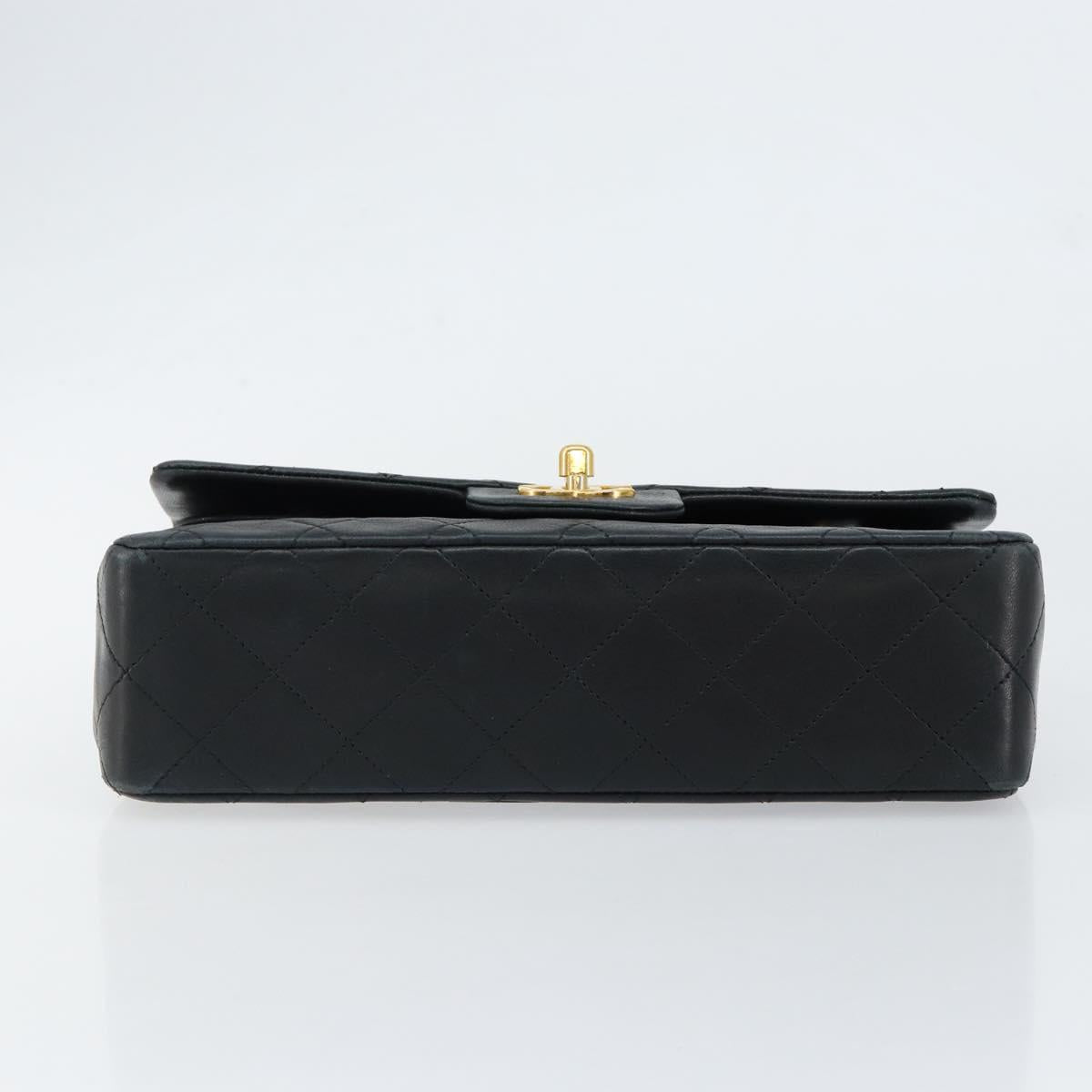 CHANEL Matelasse 23 Chain Shoulder Bag Lamb Skin Black Gold CC Auth 145577SAV