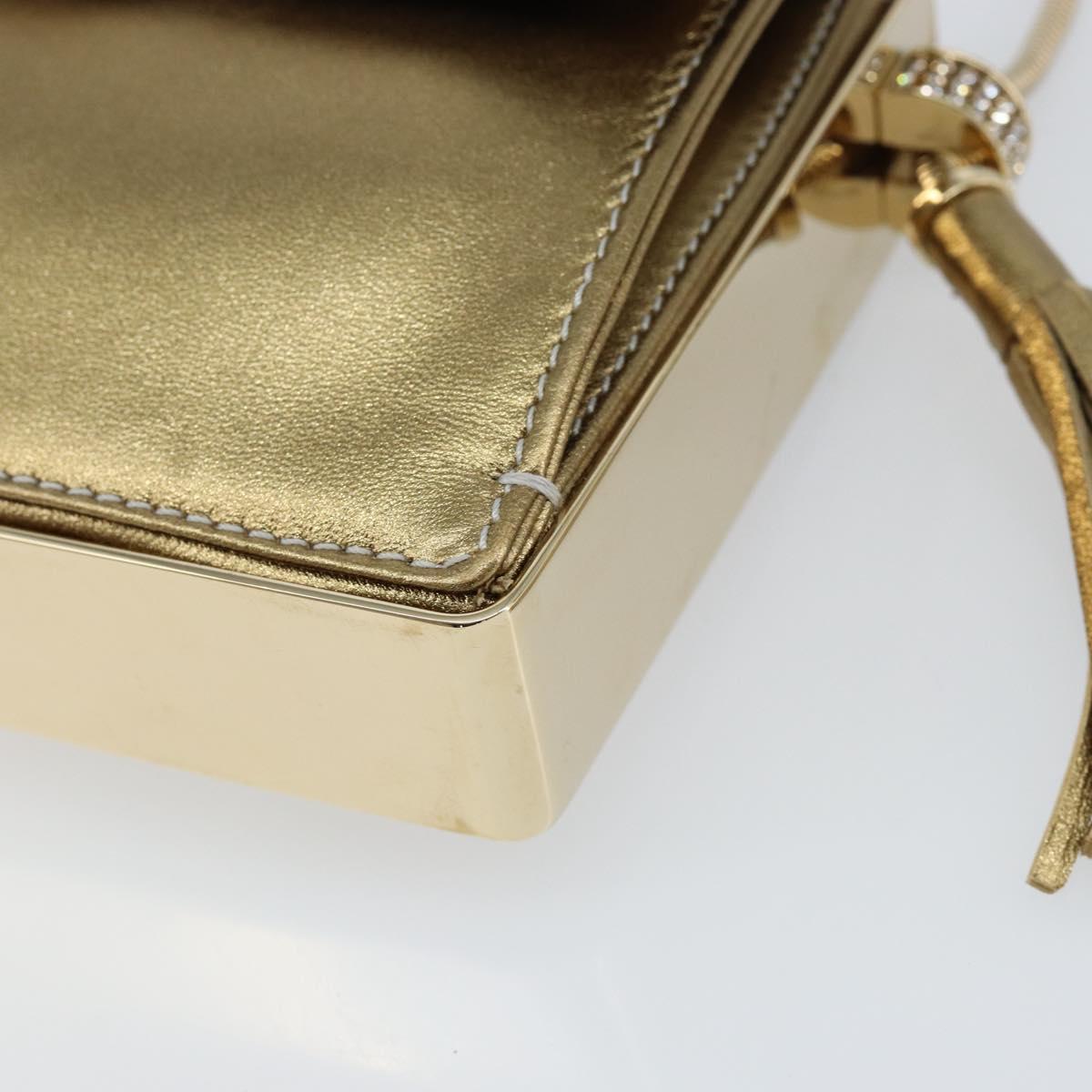 Salvatore Ferragamo Gancini Shoulder Bag Leather Gold Auth 145578AV