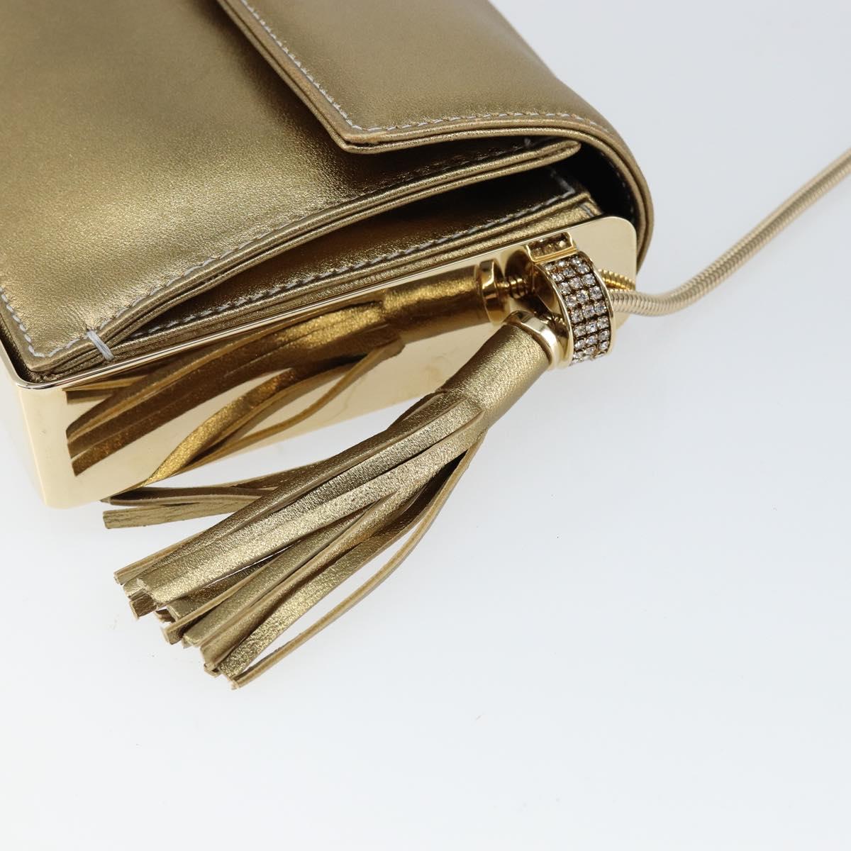 Salvatore Ferragamo Gancini Shoulder Bag Leather Gold Auth 145578AV