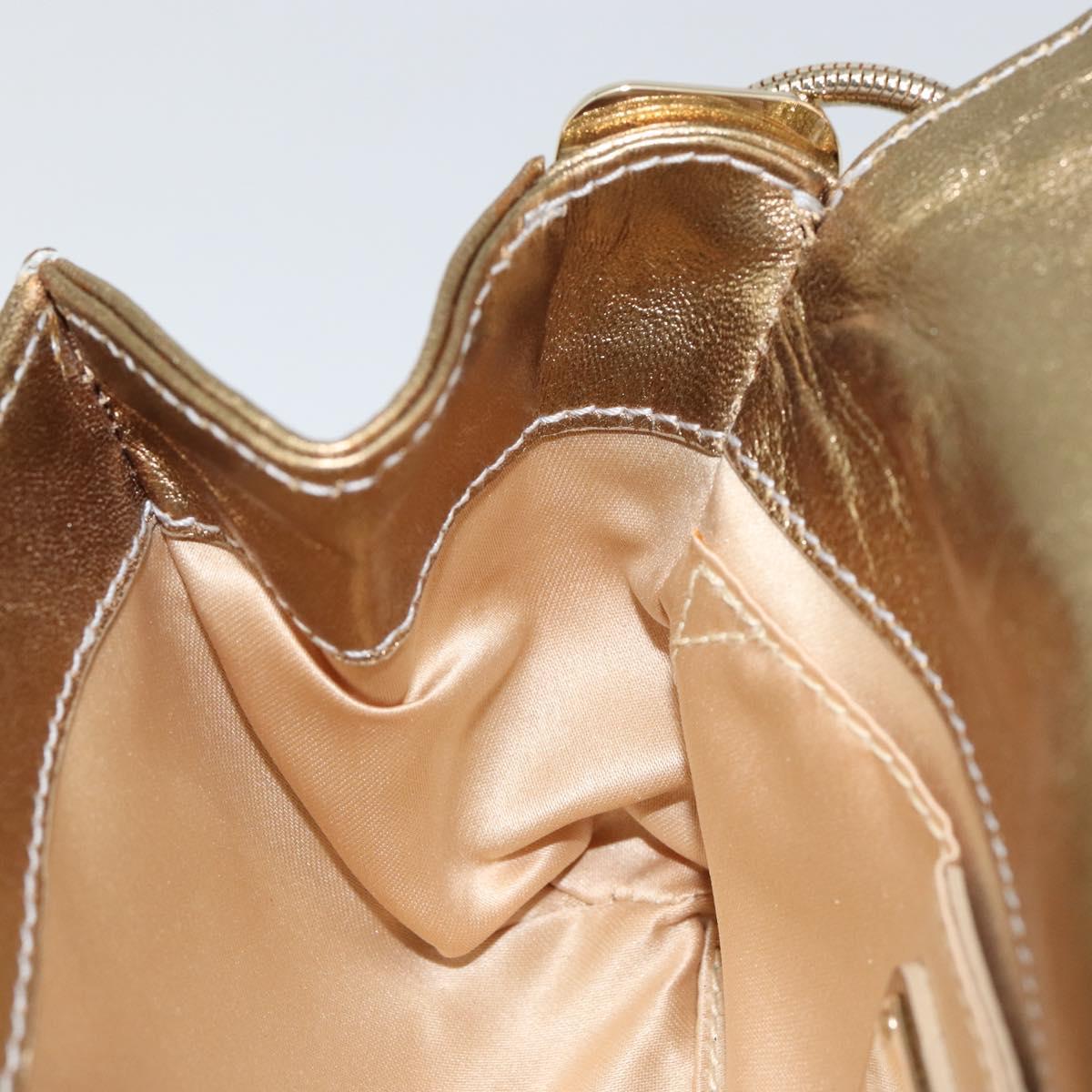 Salvatore Ferragamo Gancini Shoulder Bag Leather Gold Auth 145578AV