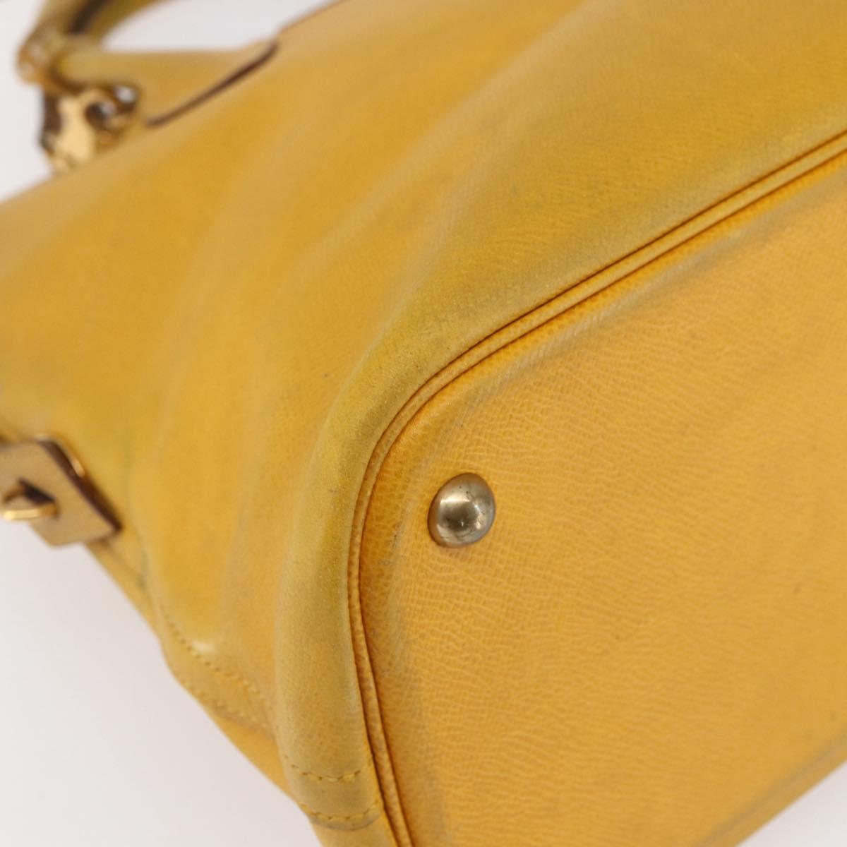 HERMES Bolide 31 Hand Bag Leather 2way Yellow Gold Auth 145580