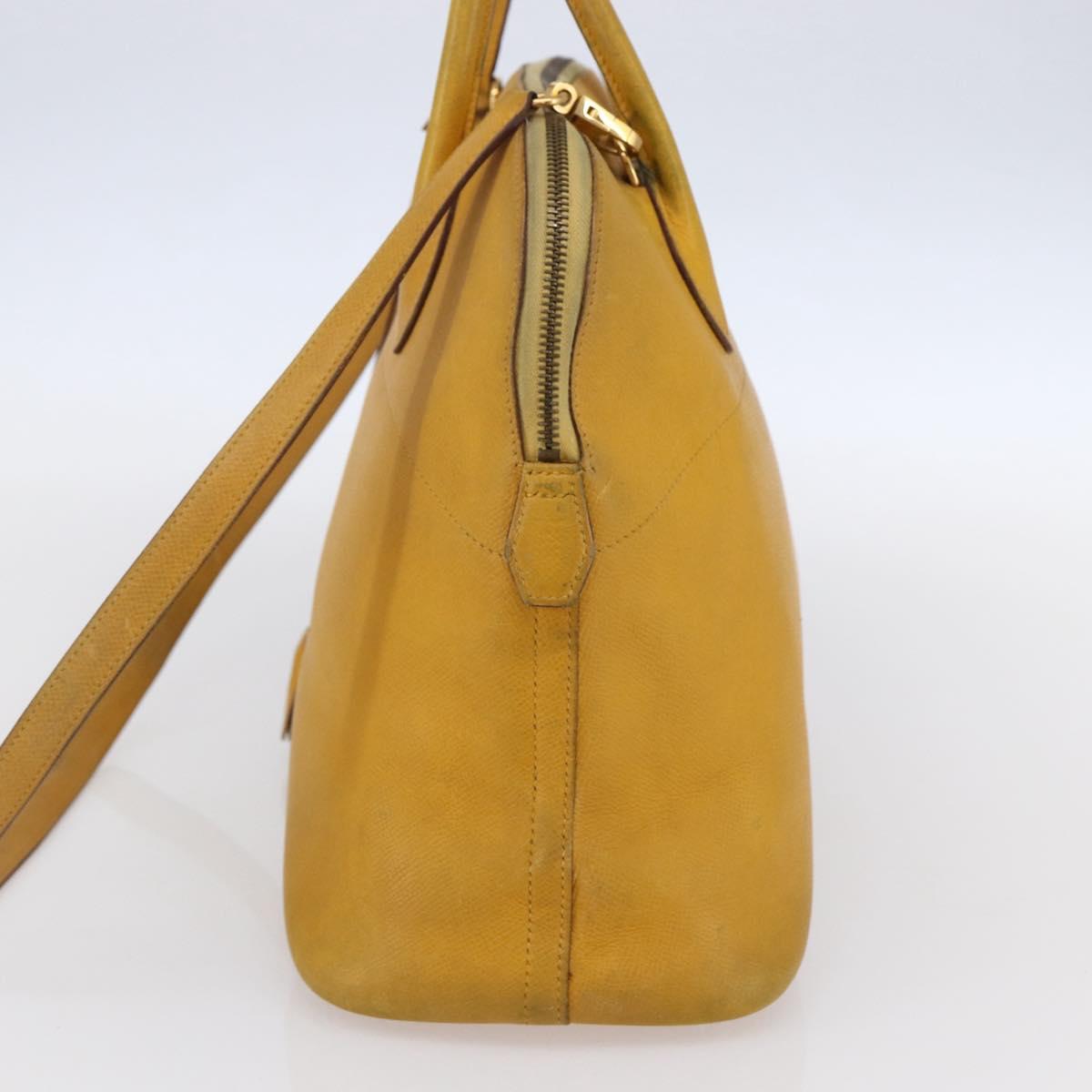 HERMES Bolide 31 Hand Bag Leather 2way Yellow Gold Auth 145580