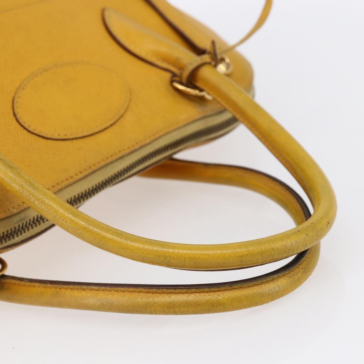 HERMES Bolide 31 Hand Bag Leather 2way Yellow Gold Auth 145580
