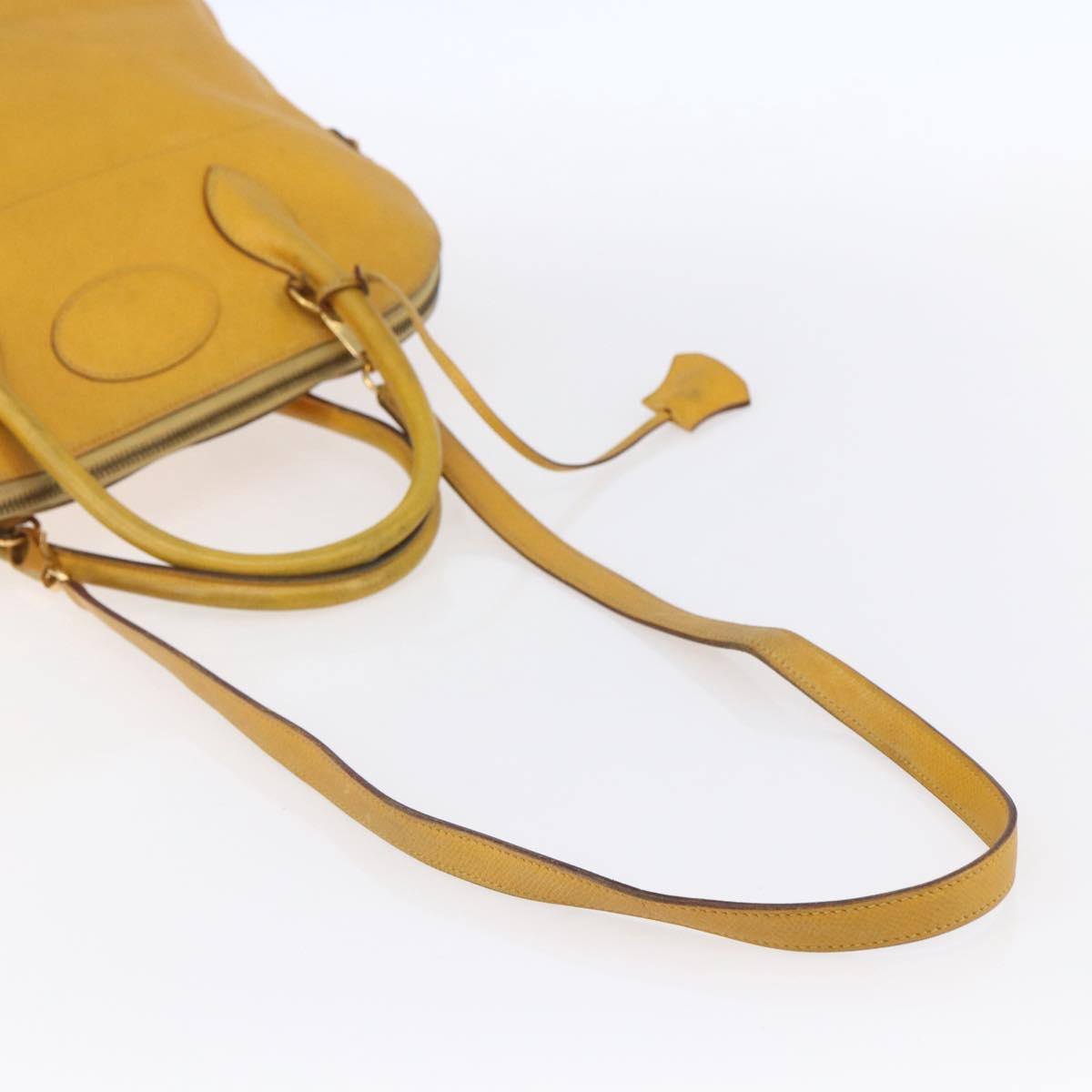 HERMES Bolide 31 Hand Bag Leather 2way Yellow Gold Auth 145580
