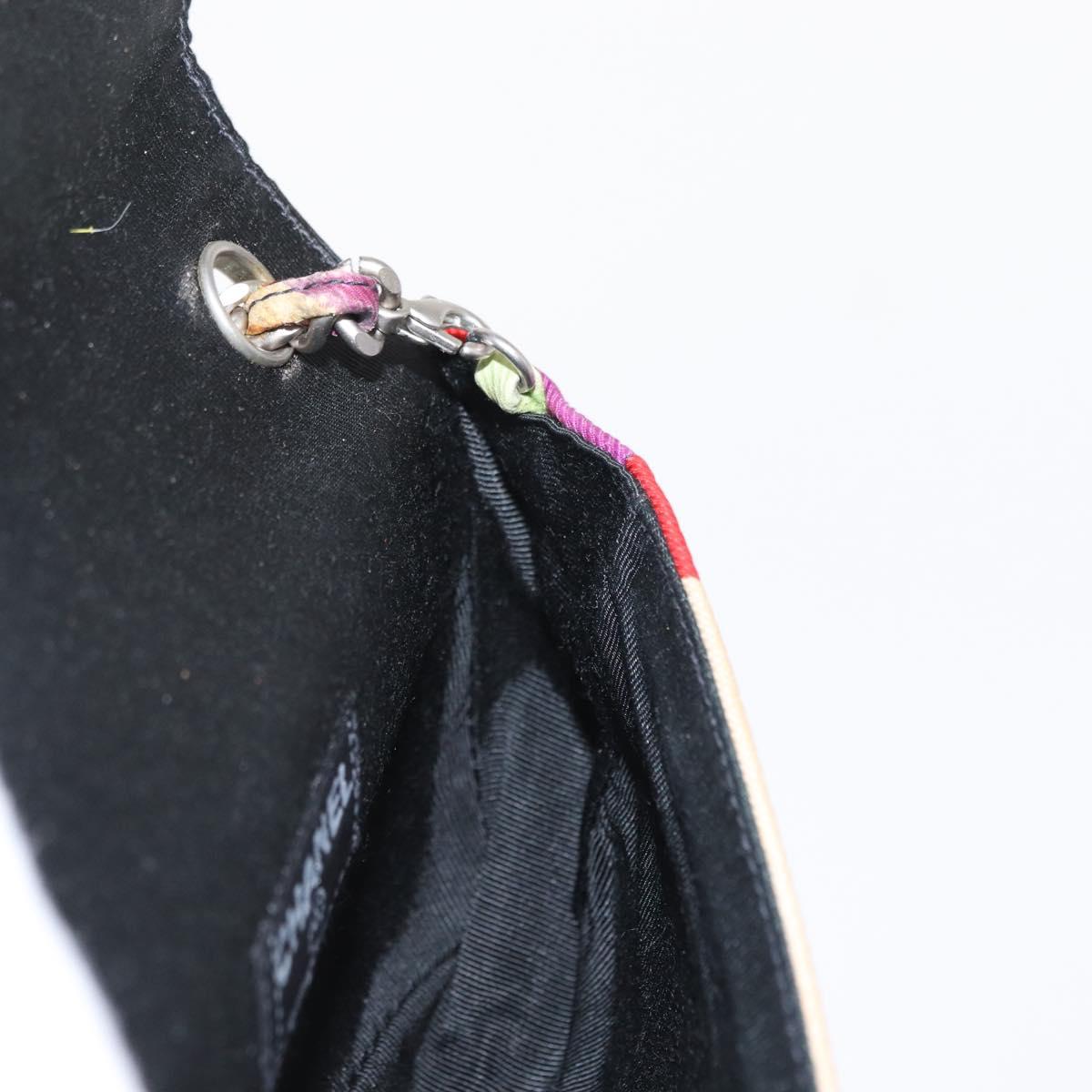 CHANEL Chain Shoulder Bag Canvas Multicolor Silver CC Auth 145585V