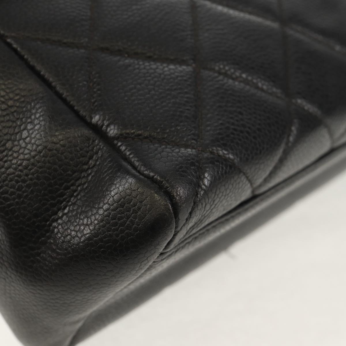 CHANEL Matelasse Chain Shoulder Bag Caviar Skin Black Gold CC Auth 145587AV