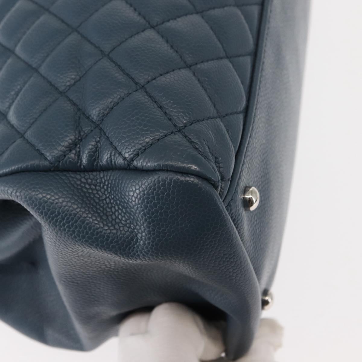CHANEL Matelasse Chain Shoulder Bag Caviar Skin Blue CC Auth 145588