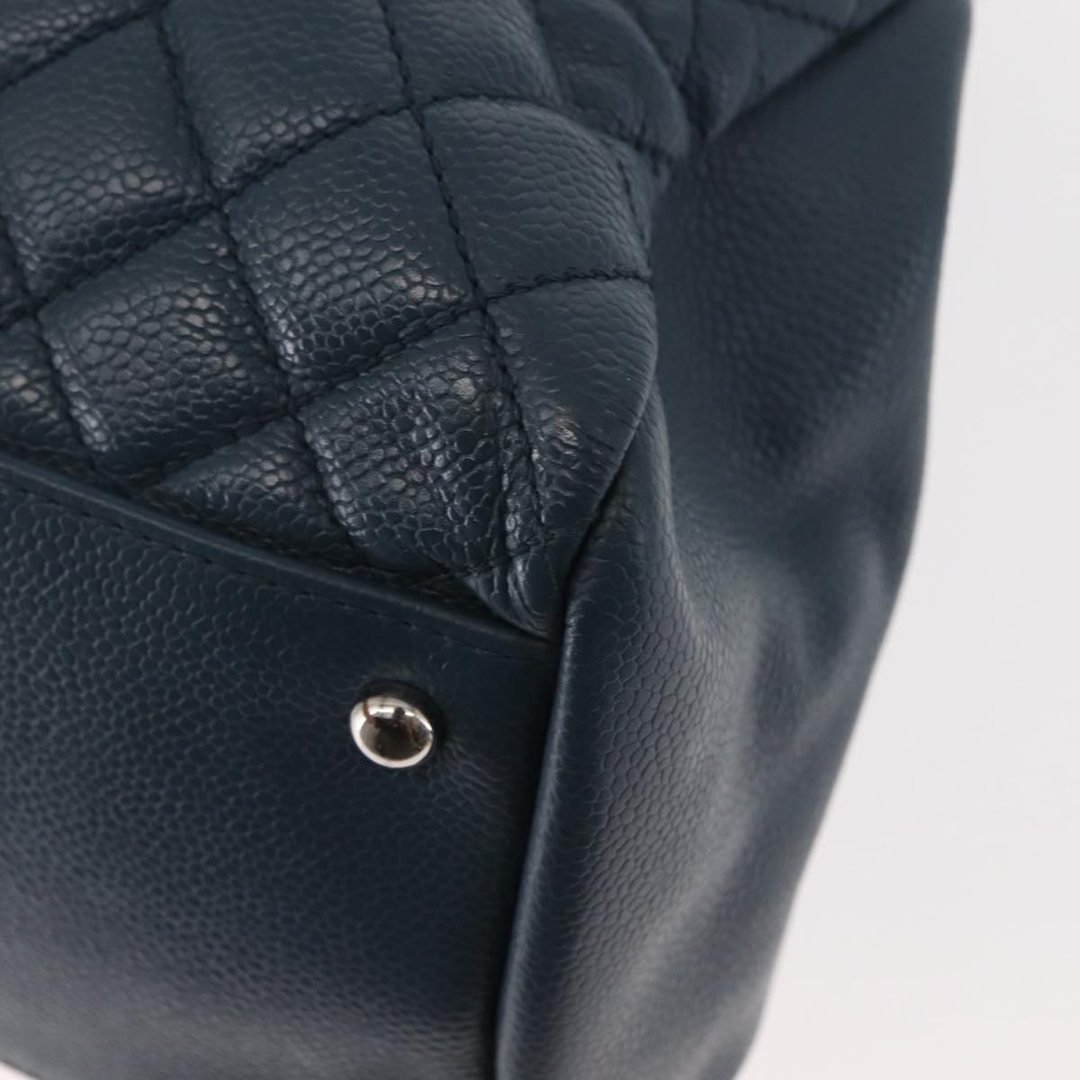 CHANEL Matelasse Chain Shoulder Bag Caviar Skin Blue CC Auth 145588