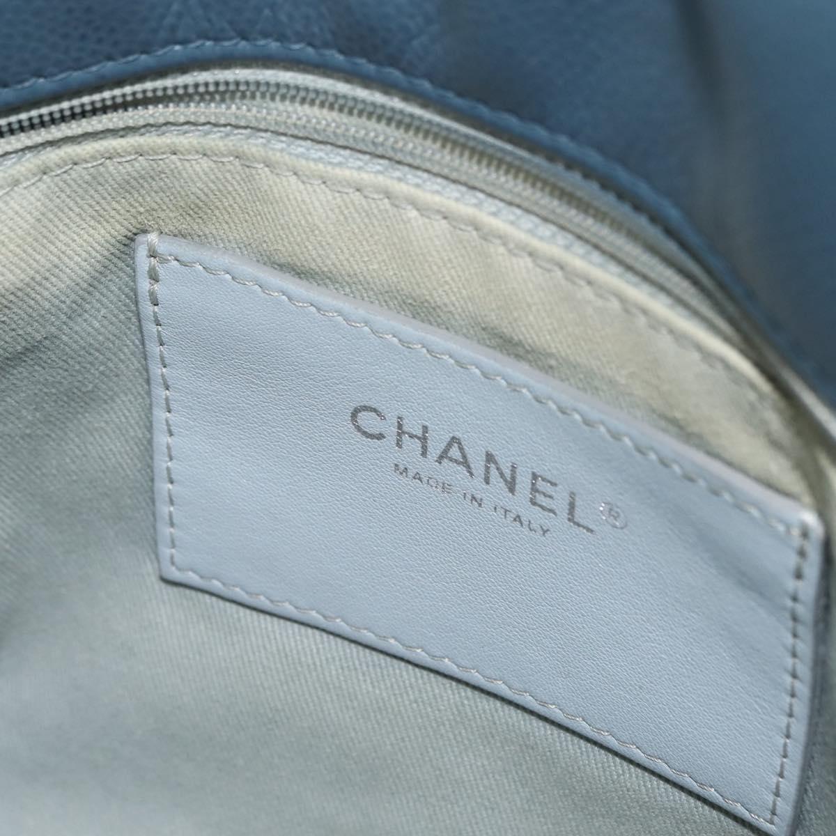 CHANEL Matelasse Chain Shoulder Bag Caviar Skin Blue CC Auth 145588